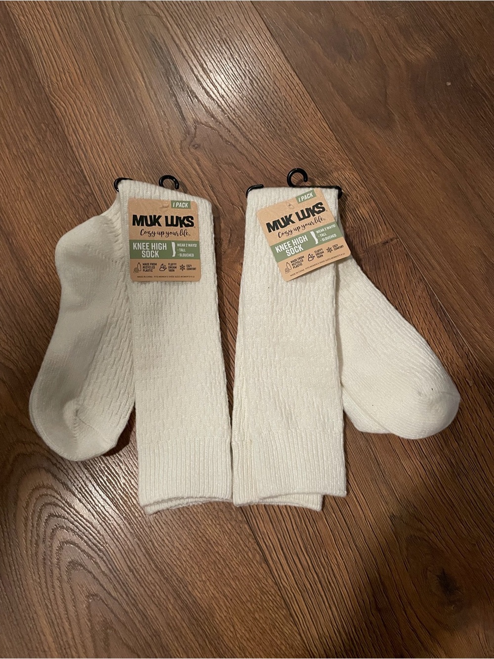 Muk Luks Cream Knee High Socks - 2 Pack